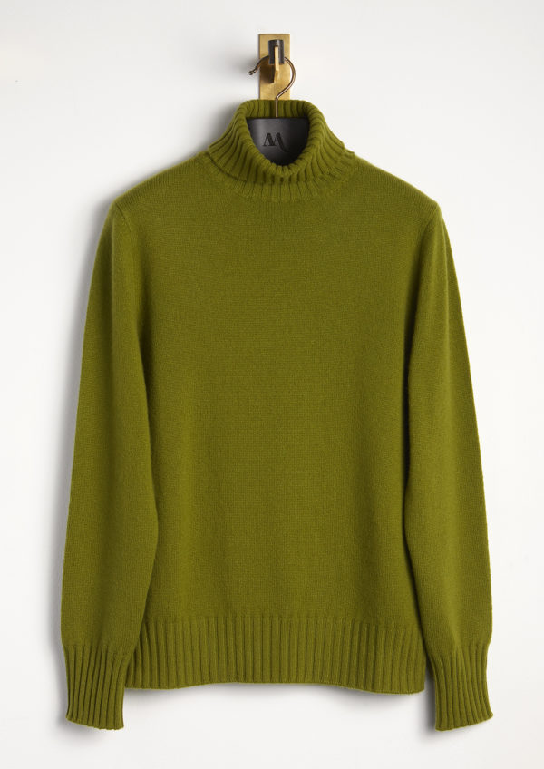 AABDALY-Detail-Cuff-Green-Cashmere-Turtleneck