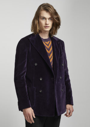 AARADEO-DoubleBreasted-Velvet-Purple-Jacket