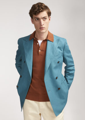 AARADEO-doublebreasted-cotton-linen-jacket-model