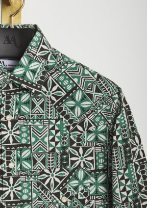 AARIOSTO-printed-western-shirt-green-detail-collar