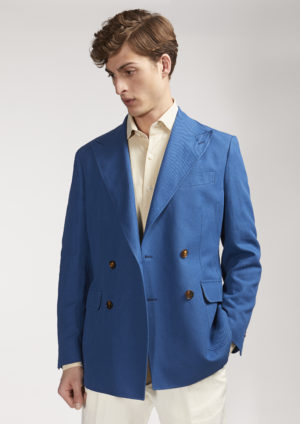 AARTEMISIA-doublebreasted-cotton-linen-jacket-patch-flap-pocket-model-lightblue